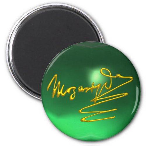 HOMAGE TO MOZART Gold Signature of Composer Green Magnet