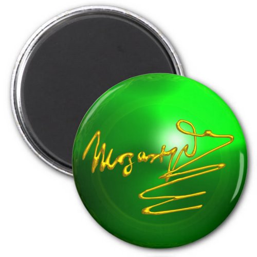 HOMAGE TO MOZART Gold Signature of Composer Green Magnet
