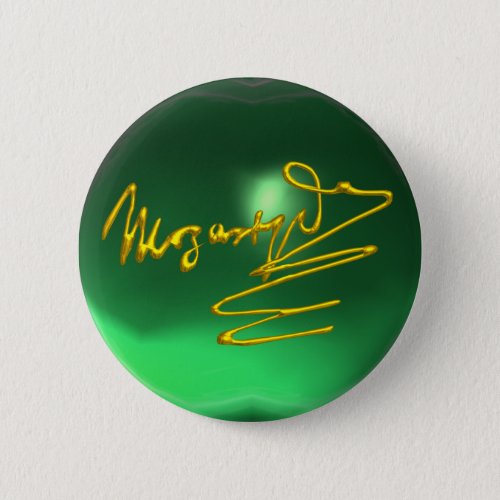 HOMAGE TO MOZART Gold Signature of Composer Green Pinback Button