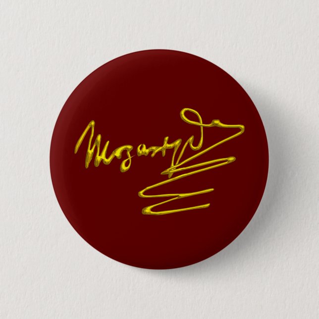 HOMAGE TO MOZART Gold Signature Of Composer Red Pinback Button (Front)