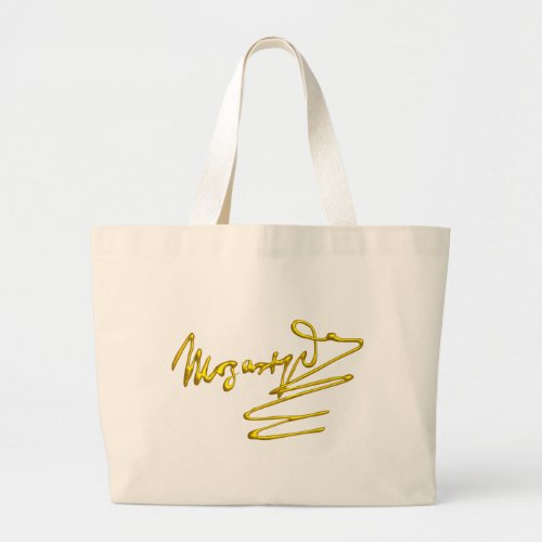 HOMAGE TO MOZART Gold Signature Of Composer White Large Tote Bag