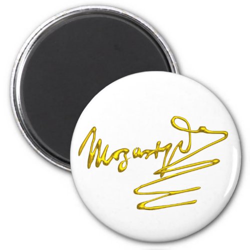 HOMAGE TO MOZART Gold Signature Of Composer White Magnet