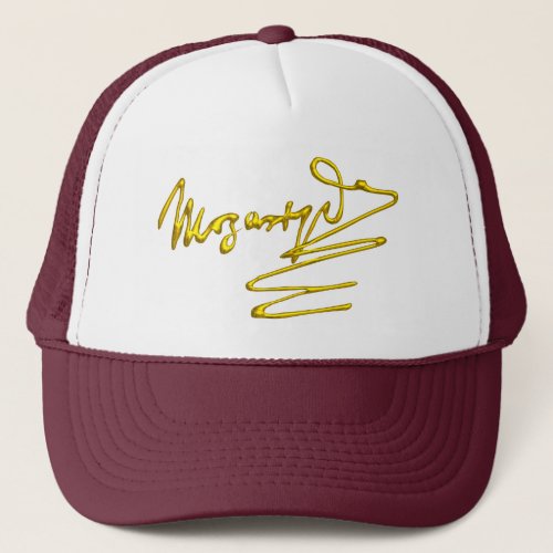 HOMAGE TO MOZART Gold Signature Of Composer White Trucker Hat