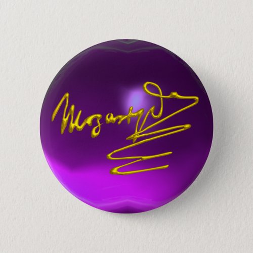 HOMAGE TO MOZART Gold Signature Purple Amethyst Pinback Button