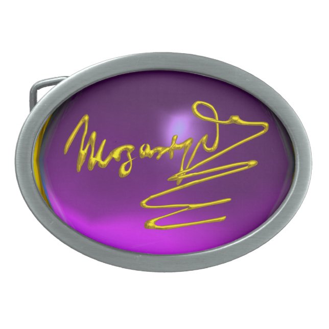 HOMAGE TO MOZART ,Purple Amethsyt Gemstone Belt Buckle (Front)