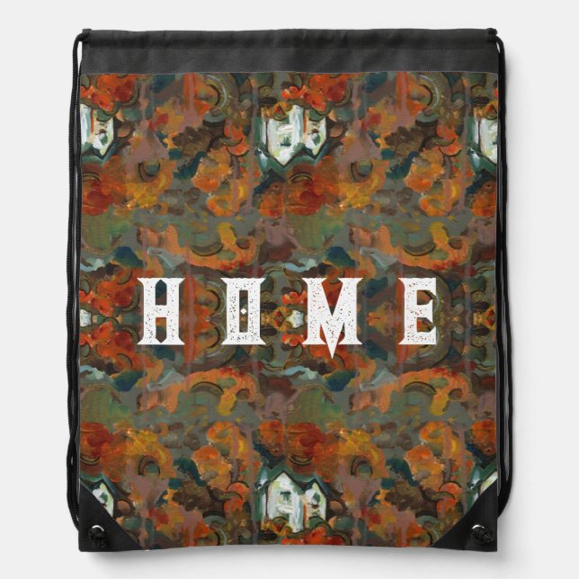 Home A White House & Autumn Trees Drawstring Bag (Front)