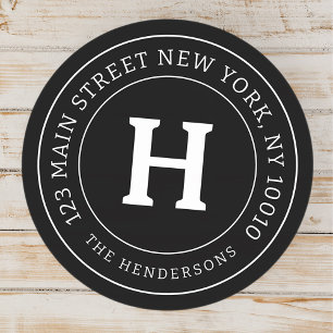 Home Address Chic Modern Simple Family Monogram Classic Round Sticker