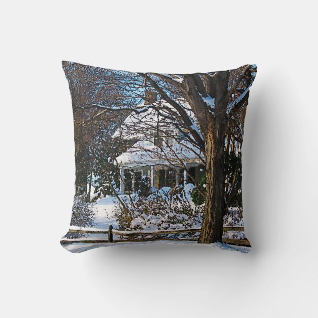 Home After the Snowstorm Throw Pillow (Front)