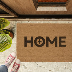 Home Airplane Minimalist Housewarming Welcome  Fiber Doormat