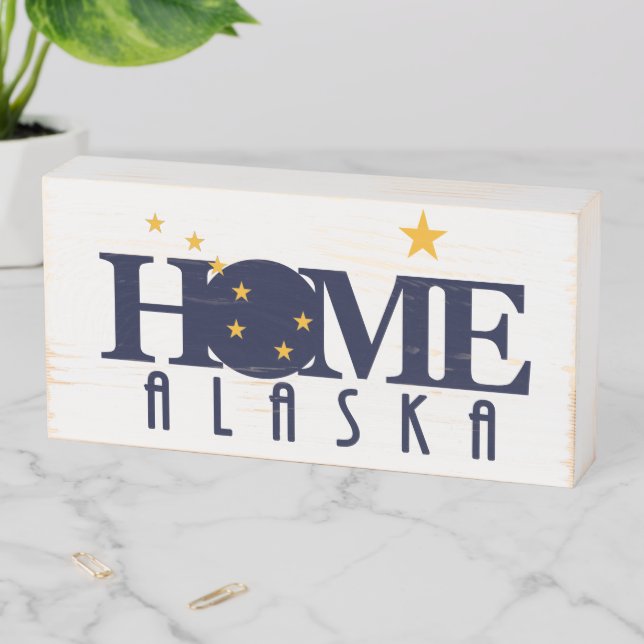 HOME Alaska Wooden Box Sign (In Situ Horizontal)
