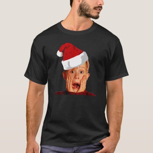 Home Alone Santa Hat T_Shirt Macaulay Culkin Chris