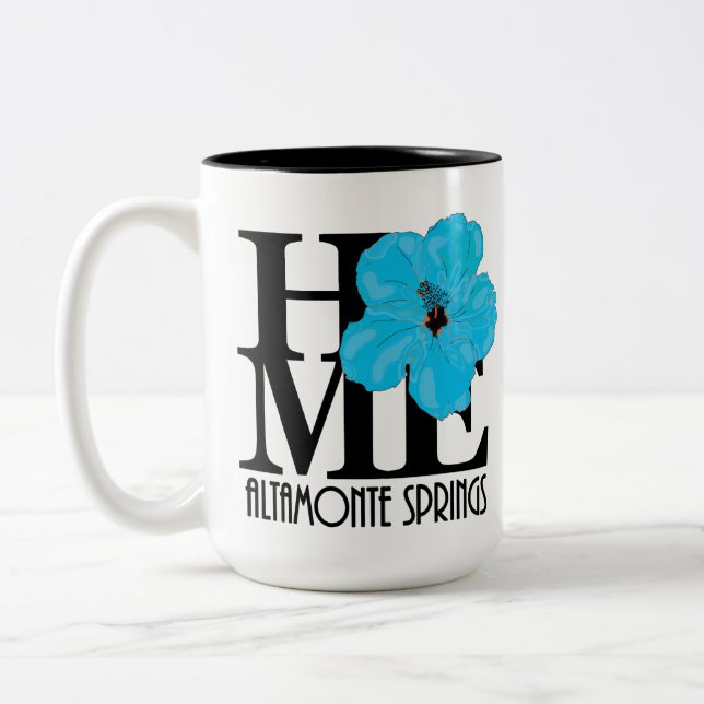 HOME Altamonte Springs Blue Hibiscus 15oz Two-Tone Coffee Mug (Left)
