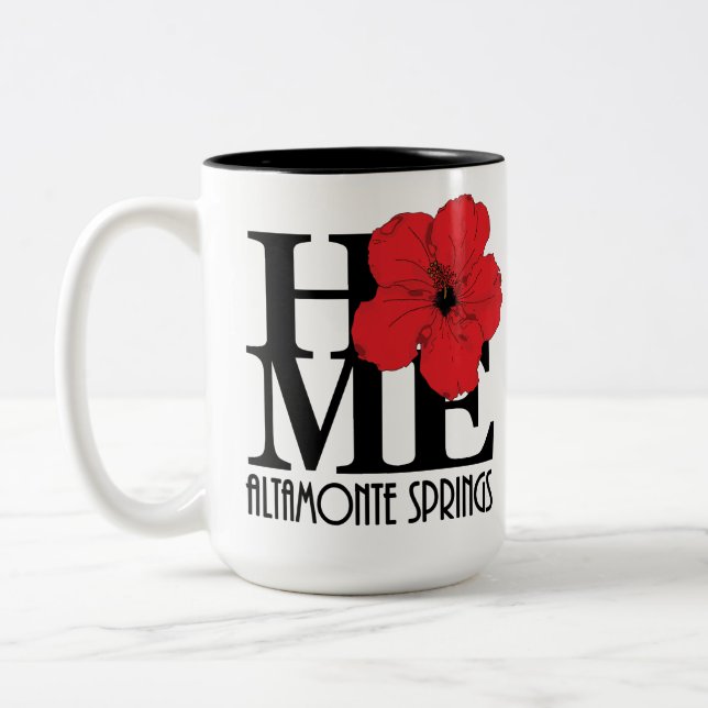 HOME Altamonte Springs Red Hibiscus 15oz Two-Tone Coffee Mug (Left)