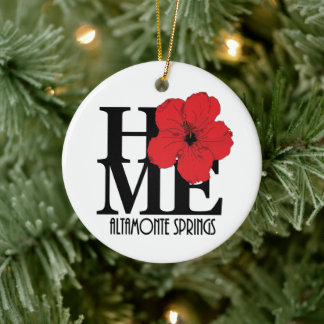 HOME Altamonte Springs Red Hibiscus Ceramic Ornament