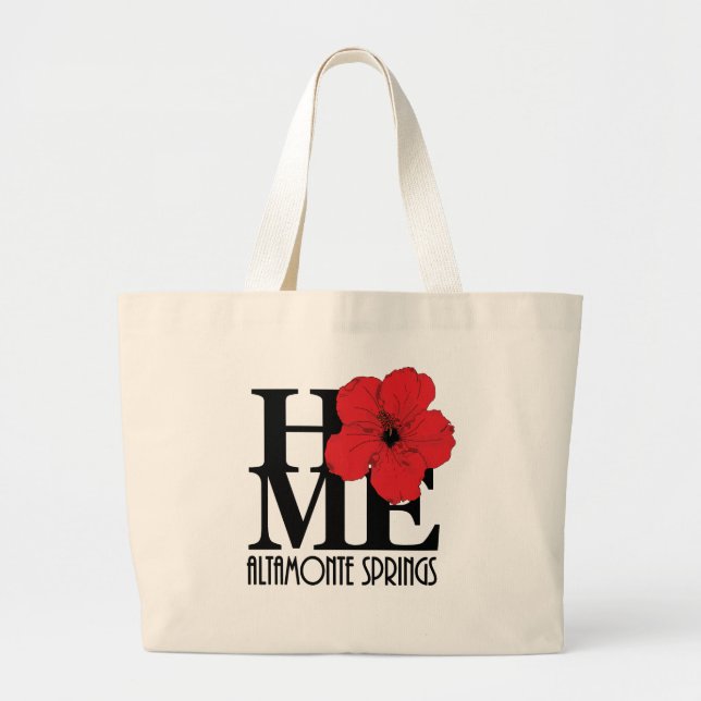 HOME Altamonte Springs Red Hibiscus Large Tote Bag (Front)