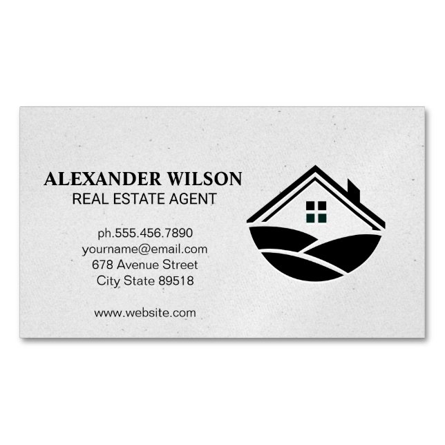 Home and Hills Icon Business Card Magnet (Front)