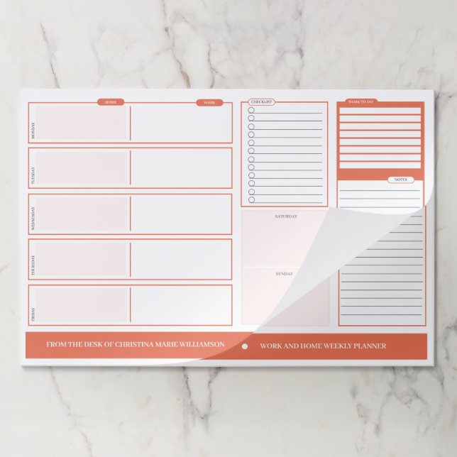 Home and School Weekly Burnt Sienna Paper Pad (Folded)