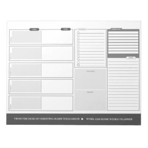 Home and Work Weekly Grey Desck Planner Notepad