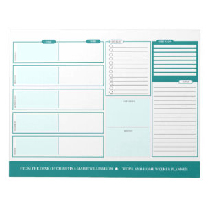 Home and Work Weekly Teal Desck Planner Notepad