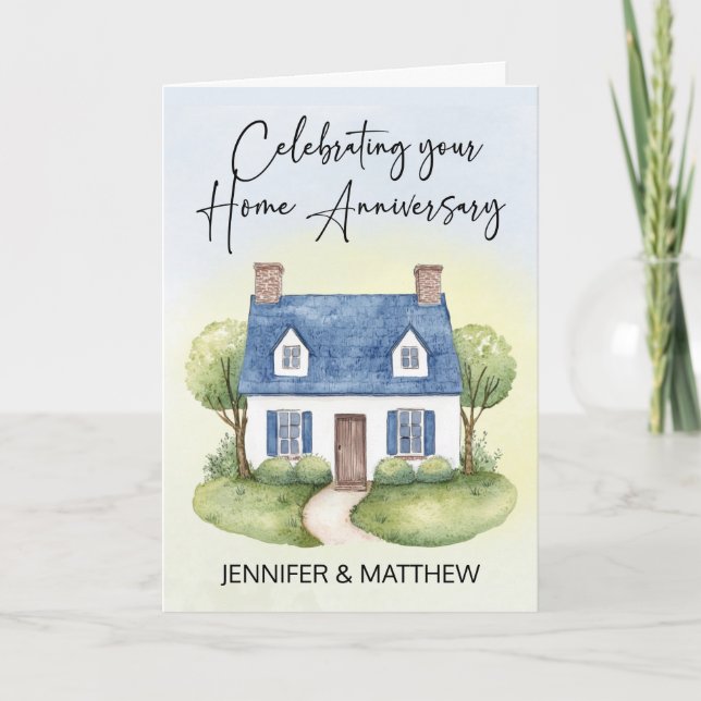 Home Anniversary from Realtor Personalize House Card (Front)