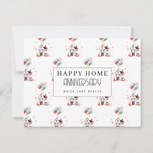 Home Anniversary House Balloons Real Estate Postcard