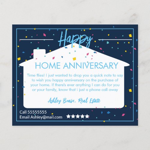 Home Anniversary Real Estate Postcards Flyer