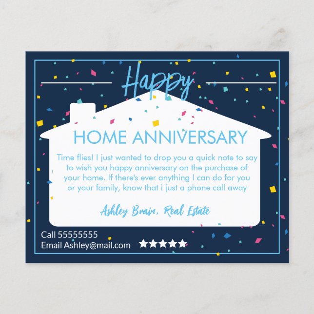 Home Anniversary Real Estate Postcards Flyer (Front)