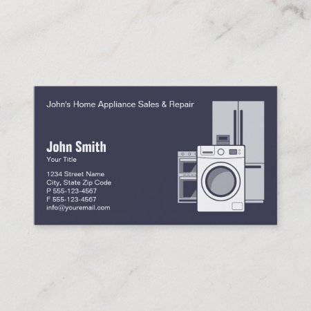 Home Appliance Service, Sale And Repair Business Card
