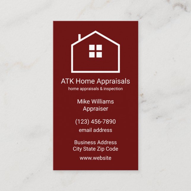 Home Appraiser Inspector Vertical Business Cards (Front)
