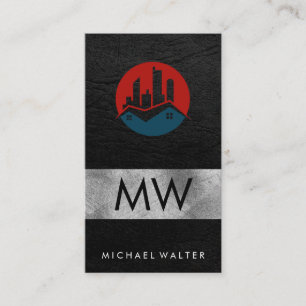 Home Architect Buildings   Leather Business Card