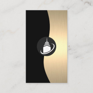 Home Architect Logo Gold Luxe Monogram Business Card