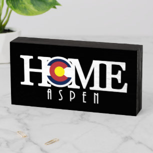 HOME Aspen Colorado Wooden Box Sign