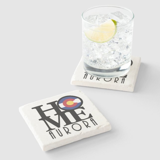 HOME Aurora Colorado Stone Coaster (Side)
