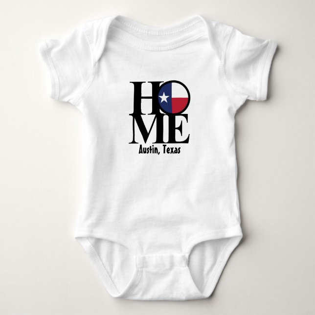 HOME Austin Texas Baby One Piece Baby Bodysuit (Front)