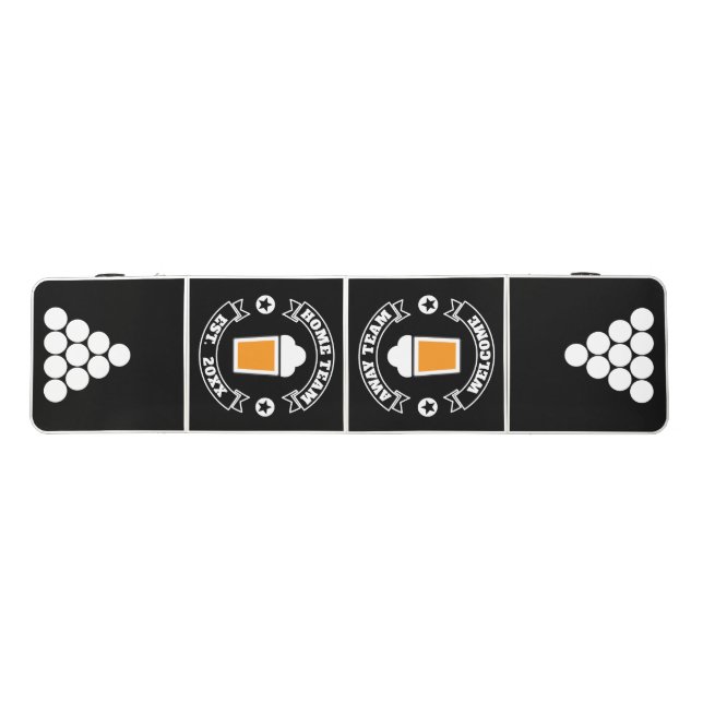 Home & Away Team Beer Logo - Black Custom Pong Table (Top)