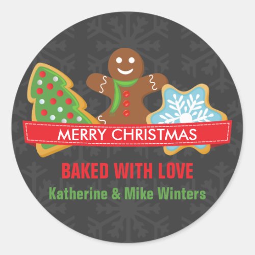 Home Baked Christmas Cookie Classic Round Sticker