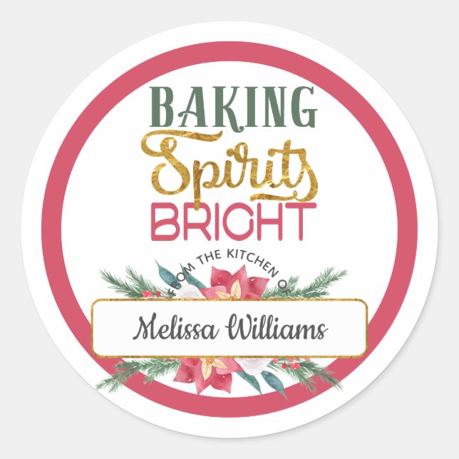 Home Baked Christmas Gift from your Kitchen Classic Round Sticker (Front)