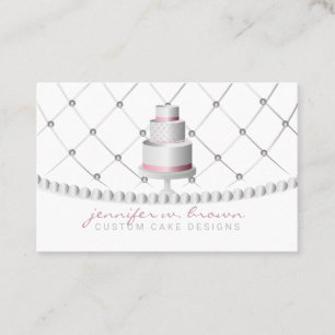 Home Bakers Pink Gray Wedding Birthday Cake Business Card