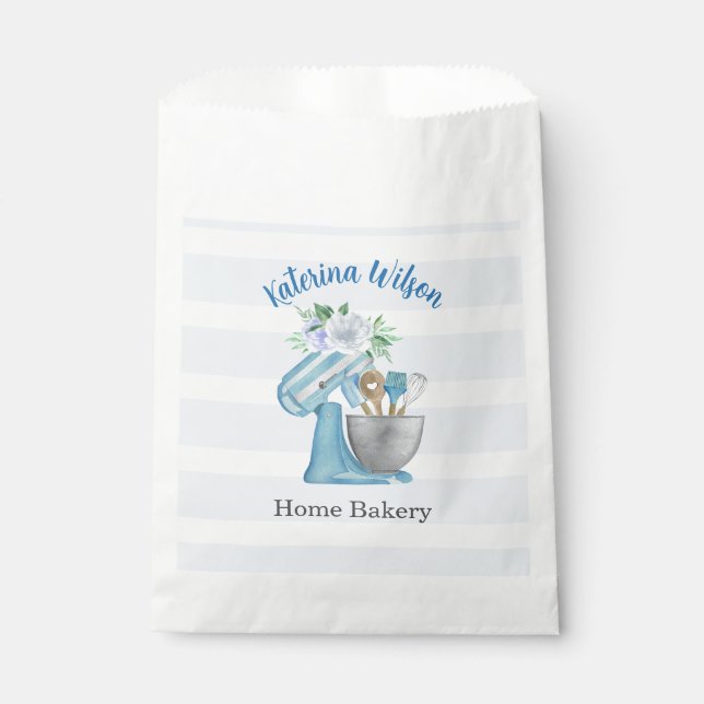 Home Bakery Blue Flower Mixer Favor Bag (Front)