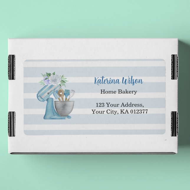 Home Bakery Blue Mixer Shipping  Label (Creator Uploaded)