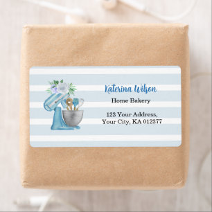 Home Bakery Blue Mixer Shipping  Label