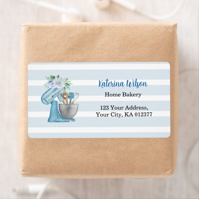 Home Bakery Blue Mixer Shipping  Label (Insitu)