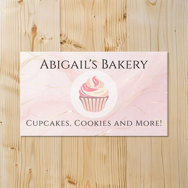 Home Bakery Cupcake Pink Frosting Baking Business Card (Creator Uploaded)
