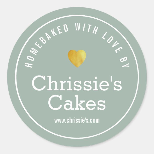 home bakery green white personalized classic round sticker (Front)