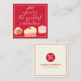 Home Bakery Pastry Cakes Sweetest Valentine Logo Note Card