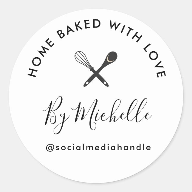 Home bakery personalized name  classic round sticker (Front)