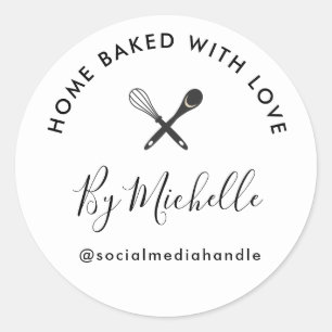 Home bakery personalized name  classic round sticker