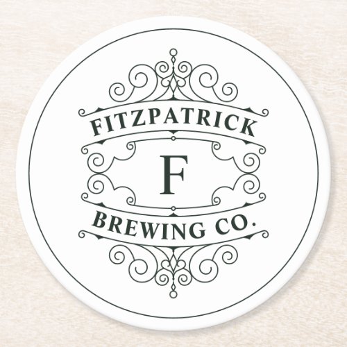Home Bar Accessories Family Name Brewing Company Round Paper Coaster