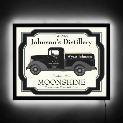 Home Bar Fun Moonshine LED Sign Jug Vintage Truck 