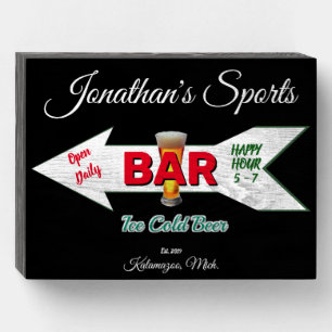 Home Bar Tavern Man Cave Cold Beer Wooden Box Sign